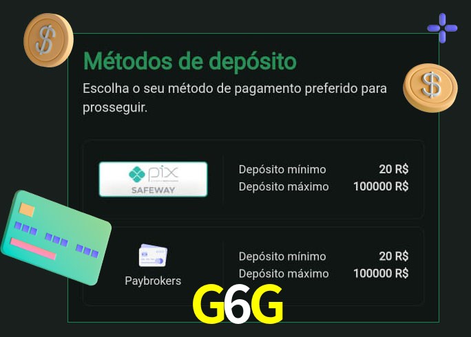 O cassino G6G oferece uma grande variedade de métodos de pagamento